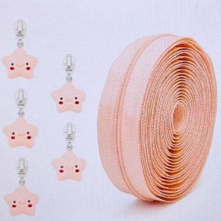 Galanterie: Jezdec ke spirálovým zipům šíře 3 mm (1ks) - růžová