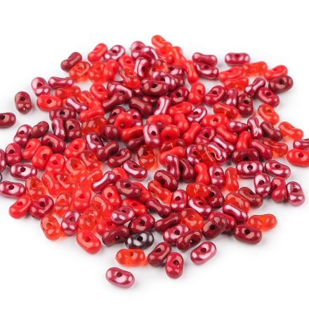 Galanterie: Plastové korálky peanut 4x6 mm (10g) - červená
